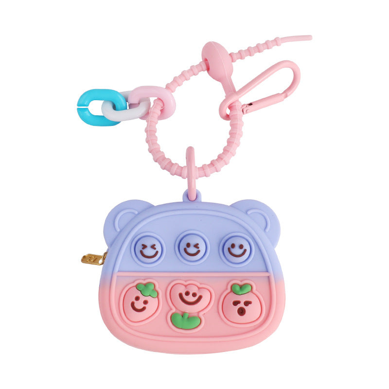 Wholesale Cute Unzipped Coin Purse Cartoon Silica gel Keychain